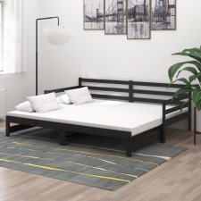 vidaXL fekete tömör fenyőfa kihúzható kanapéágy 2 x (90 x 200) cm ágy és ágykellék