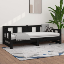 vidaXL fekete tömör fenyőfa kihúzható kanapéágy 2 x (90 x 200) cm ágy és ágykellék