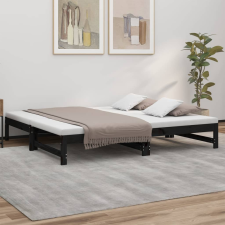 vidaXL fekete tömör fenyőfa kihúzható kanapéágy 2x(75x190) cm ágy és ágykellék