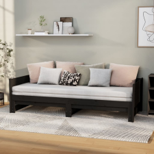 vidaXL fekete tömör fenyőfa kihúzható kanapéágy 2x(80x200) cm bútor
