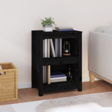 vidaXL fekete tömör fenyőfa könyvszekrény 50x35x68 cm bútor