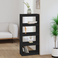 vidaXL fekete tömör fenyőfa könyvszekrény/térelválasztó 60x30x135,5 cm bútor
