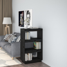 vidaXL fekete tömör fenyőfa könyvszekrény/térelválasztó 60x35x103 cm bútor