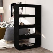 vidaXL fekete tömör fenyőfa könyvszekrény/térelválasztó 80x35x135 cm bútor