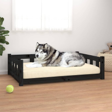vidaXL fekete tömör fenyőfa kutyaágy 105,5x75,5x28 cm szállítóbox, fekhely kutyáknak