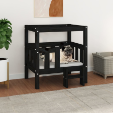 vidaXL fekete tömör fenyőfa kutyaágy 65,5x43x70 cm szállítóbox, fekhely kutyáknak