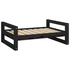 vidaXL fekete tömör fenyőfa kutyaágy 75,5x55,5x28 cm (821481) szállítóbox, fekhely kutyáknak