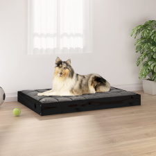 vidaXL fekete tömör fenyőfa kutyaágy 91,5x64x9 cm szállítóbox, fekhely kutyáknak
