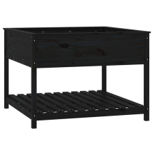 vidaXL fekete tömör fenyőfa növénytartó polccal 111,5x111,5x81 cm (823805) kerti tárolás