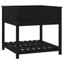 vidaXL fekete tömör fenyőfa növénytartó polccal 82,5x82,5x81 cm (823798) kerti tárolás
