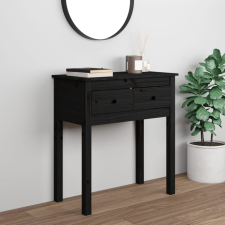 vidaXL fekete tömör fenyőfa tálalóasztal 70 x 35 x 75 cm bútor