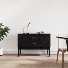vidaXL fekete tömör fenyőfa tálalószekrény 110 x 40 x 78 cm bútor