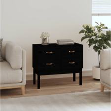 vidaXL fekete tömör fenyőfa tálalószekrény 90x40x78 cm bútor