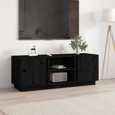 vidaXL fekete tömör fenyőfa TV-szekrény 110x35x40,5 cm bútor