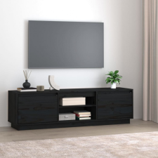 vidaXL fekete tömör fenyőfa TV-szekrény 140 x 35 x 40 cm bútor