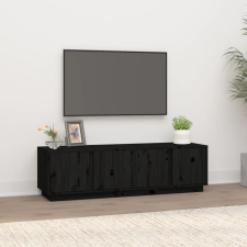 vidaXL fekete tömör fenyőfa TV-szekrény 140 x 40 x 40 cm bútor