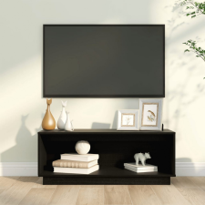 vidaXL fekete tömör fenyőfa TV-szekrény 90x35x35 cm bútor