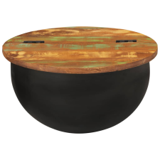 vidaXL fekete tömör újrahasznosított fa dohányzóasztal 50 x 27 cm bútor
