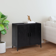 vidaXL fekete tömör újrahasznosított fenyő tálalószekrény 75x35x70 cm bútor