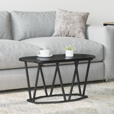 vidaXL Fekete Tömörfa Dohányzóasztal 80x40x40,5 cm Műgyantával és Fémmel bútor