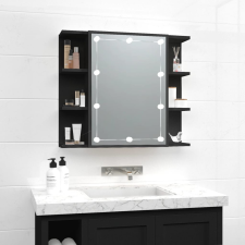 vidaXL fekete tükrös szekrény LED-ekkel 70 x 16,5 x 60 cm fürdőszoba bútor
