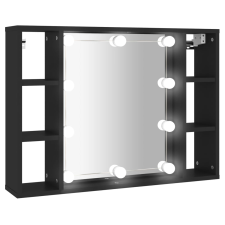 vidaXL fekete tükrös szekrény LED-ekkel 76 x 15 x 55 cm (808856) fürdőszoba bútor