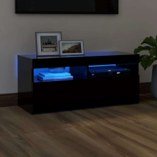 vidaXL fekete TV-szekrény LED-világítással 90x35x40 cm bútor