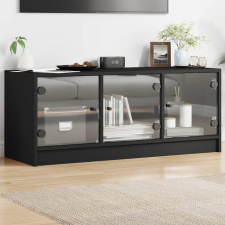 vidaXL fekete TV-szekrény üvegajtókkal 102 x 37 x 42 cm bútor