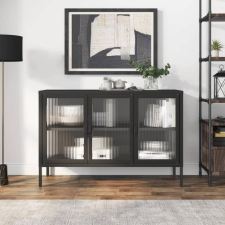 vidaXL Fekete üveg és acél tálalószekrény 105 x 35 x 70 cm bútor