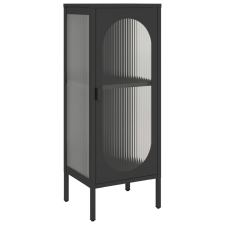 vidaXL fekete üveg és acél tálalószekrény 40 x 35 x 105 cm (352999) bútor