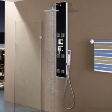 vidaXL Fekete üveg zuhanypanel 18 x 42,1 x 120 cm egyéb hálózati eszköz