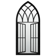 vidaXL fekete vas kerti tükör kültéri használatra 100 x 45 cm (318362) bútor