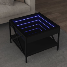 vidaXL fekete végtelen hatású LED-es dohányzóasztal 50 x 50 x 38 cm bútor