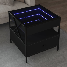 vidaXL fekete végtelen hatású LED-es dohányzóasztal 50 x 50 x 51 cm bútor