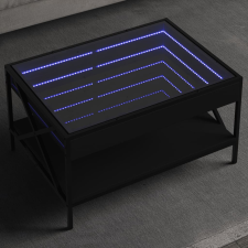 vidaXL fekete végtelen hatású LED-es dohányzóasztal 70 x 50 x 38 cm bútor