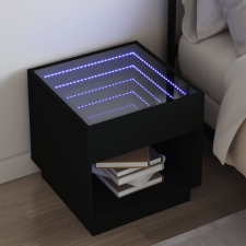 vidaXL fekete végtelen hatású LED-es éjjeliszekrény 50 x 50x 50 cm bútor
