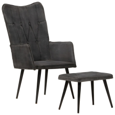 vidaXL fekete vintage vászon szárnyas szék lábtartóval bútor
