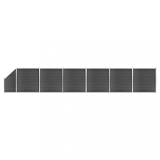 vidaXL Fekete WPC kerítéspanelszett 1138 x (105-186) cm kerti bútor