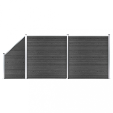 vidaXL fekete WPC kerítéspanelszett 446 x (105-186) cm kerti bútor