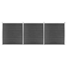 vidaXL Fekete WPC kerítéspanelszett 526 x 186 cm kerti bútor