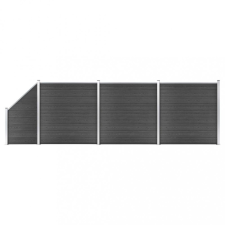 vidaXL Fekete WPC kerítéspanelszett 619 x (105-186) cm kerti bútor