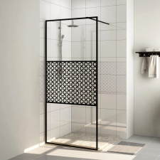 vidaXL Fekete zuhanyfal átlátszó esg üveggel 115 x 195 cm kád, zuhanykabin