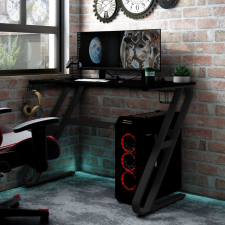 vidaXL fekete ZZ-lábú gamer asztal 90 x 60 x 75 cm íróasztal