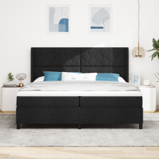 vidaXL Fekvőfelület Boxspring Ágy Matrac Kényelmes Fekete 200x200 cm Szövet ágy és ágykellék