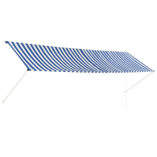 vidaXL Feltekerhető kék és fehér napellenző 400 x 150 cm kerti bútor