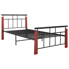 vidaXL fém és tömör tölgyfa ágykeret 90 x 200 cm (324890) ágy és ágykellék