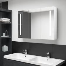 vidaXL fényes fehér fürdőszobaszekrény LED világítással 89x14x62 cm fürdőszoba bútor