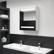 vidaXL Fényes fehér led-es tükrös fürdőszobaszekrény 50 x 14 x 60 cm fürdőszoba bútor