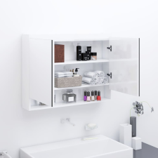 vidaXL fényes fehér MDF tükrös fürdőszobaszekrény 80 x 15 x 60 cm fürdőszoba bútor