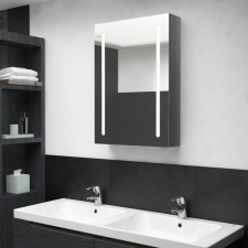vidaXL fényes szürke LED-es tükrös fürdőszobaszekrény 50 x 13 x 70 cm fürdőszoba bútor